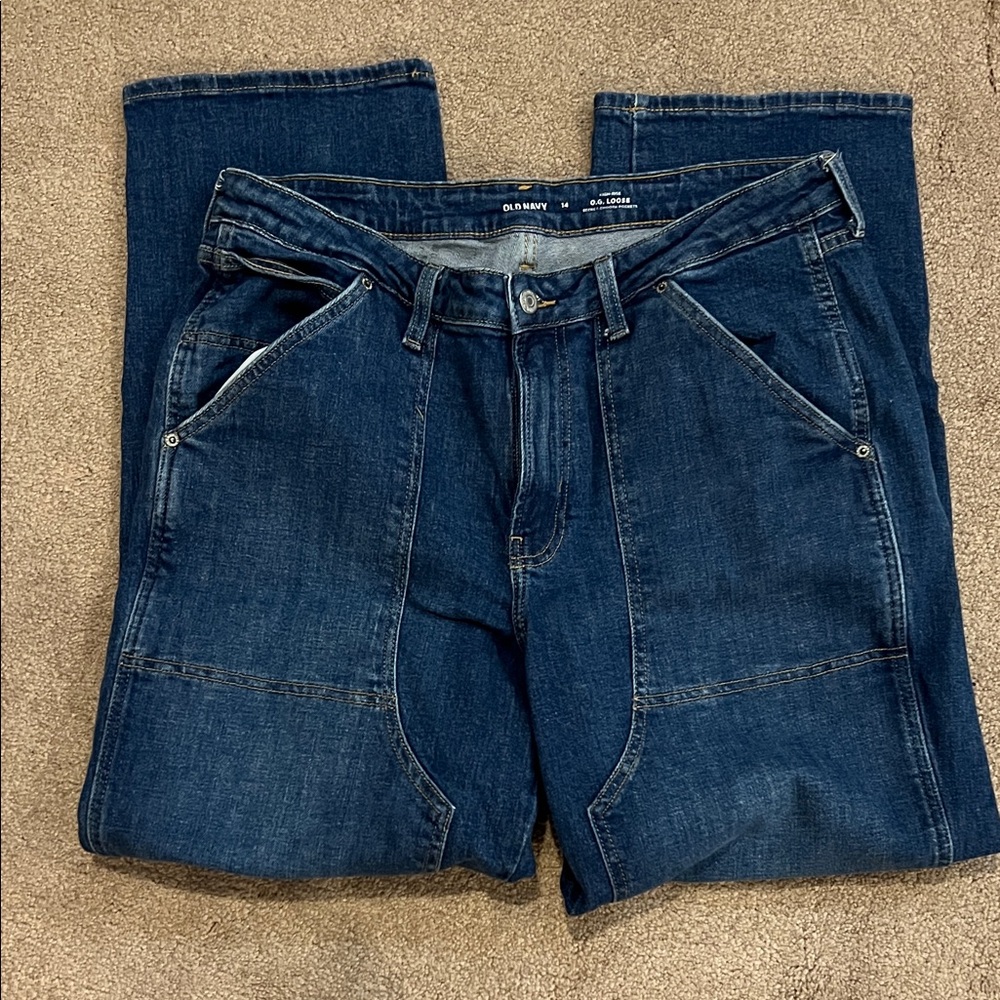 Old Navy Women's Dark Blue Straight Leg Jeans